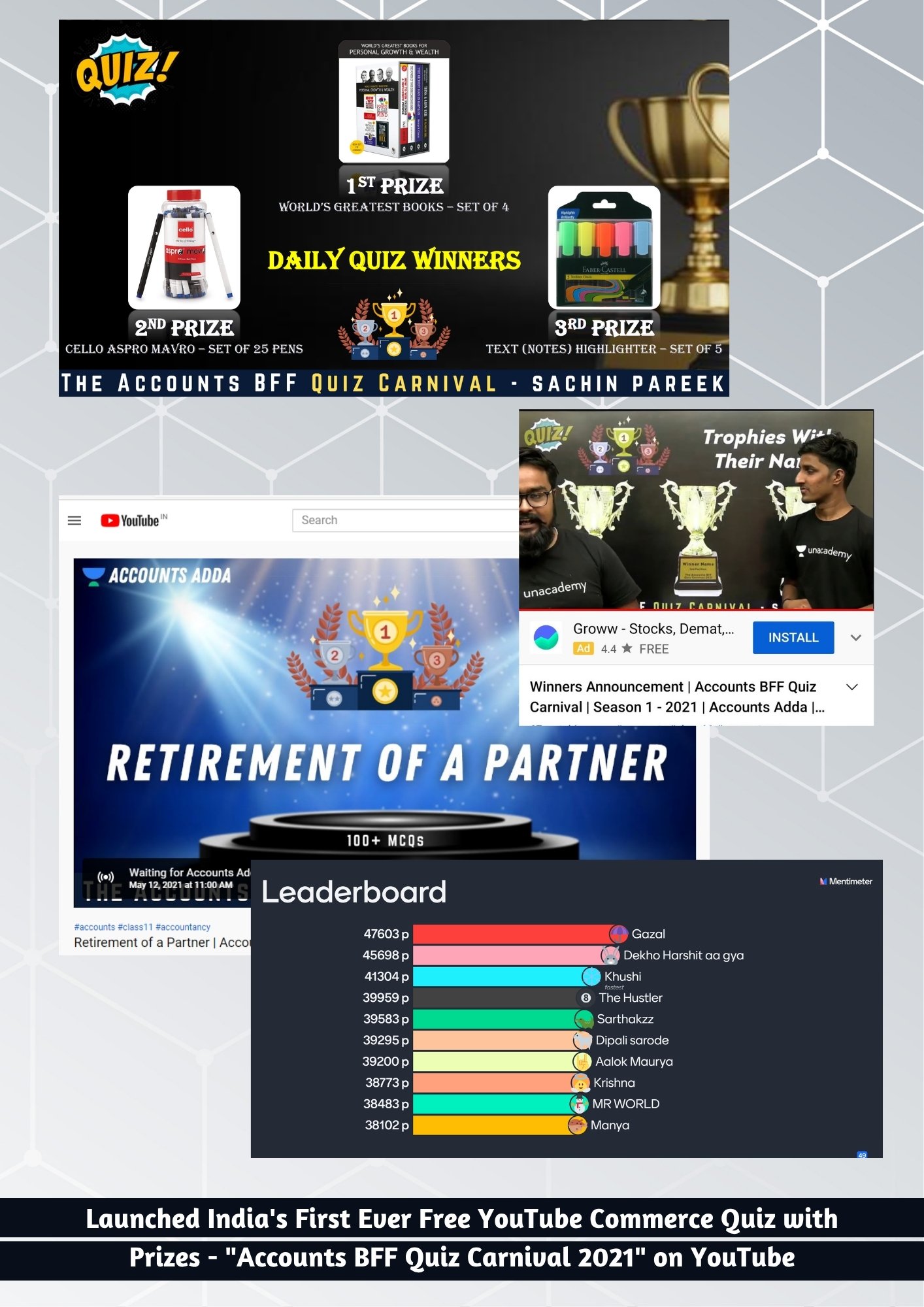 Sachin Pareek Launched “Accounts BFF Quiz Carnival 2021” - India’s First Free YouTube Commerce Quiz with Prizes