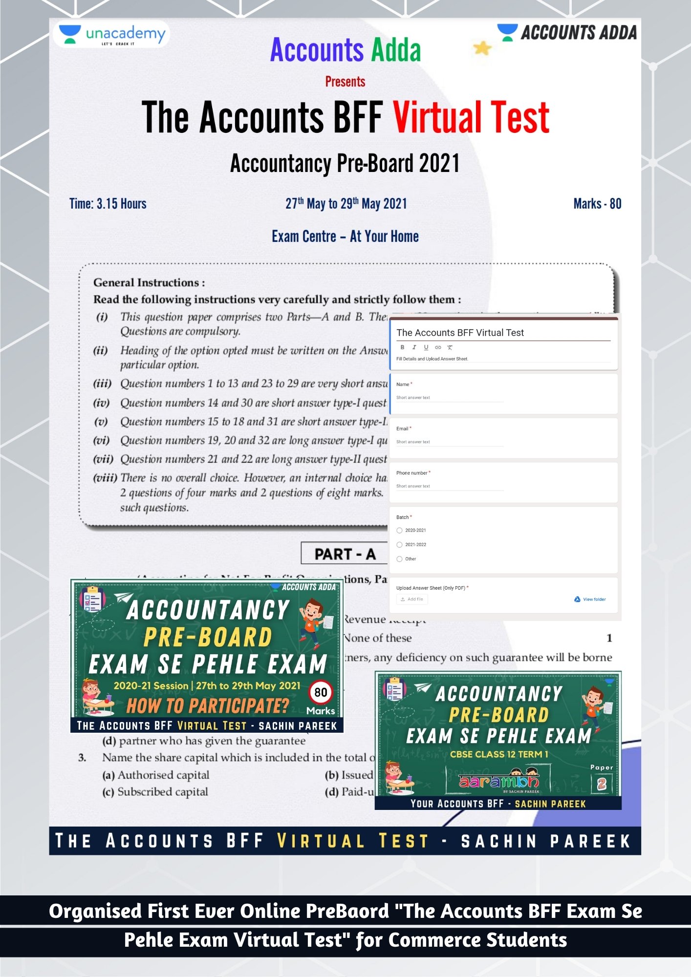 Sachin Pareek Organized “The Accounts BFF Exam Se Pehle Exam” – An Innovative Virtual Pre-Board Test for Commerce Students