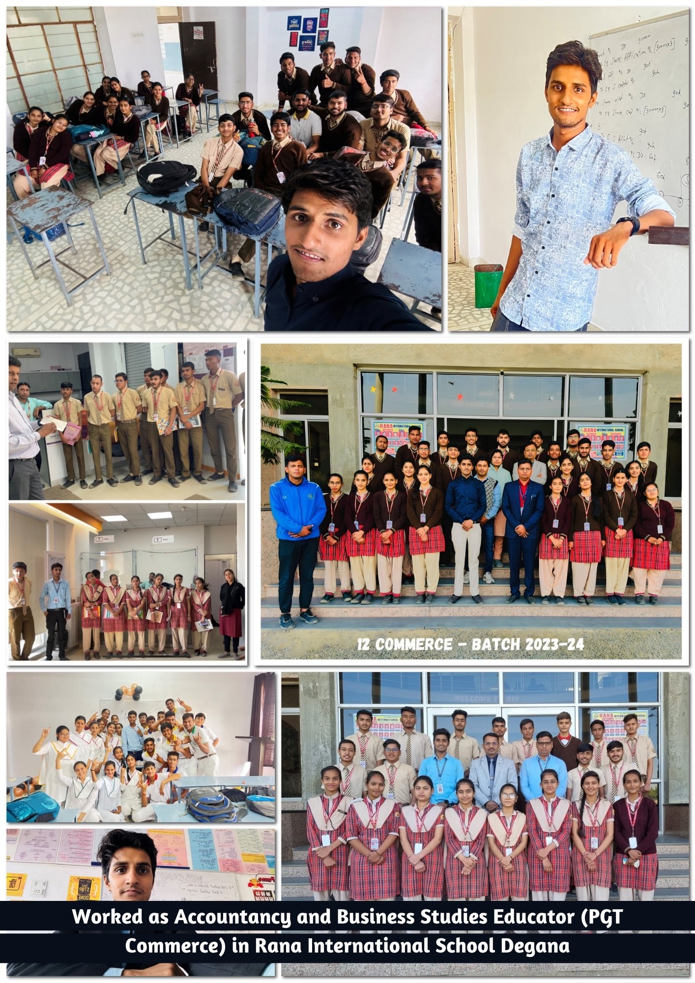 Sachin Pareek Served as PGT Commerce Faculty at Rana International School, Degana
