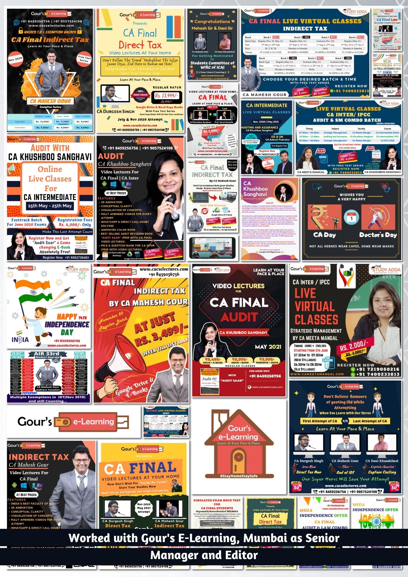 Sachin Pareek Worked with Gour’s E-Learning, Mumbai as Senior Manager and Editor